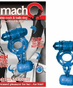 Nasstoys Vibrators The Macho Double Cock & Balls Ring With Clitoral Tickler