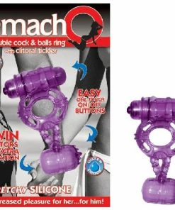 Nasstoys Vibrators The Macho Double Cock & Balls Ring With Clitoral Tickler