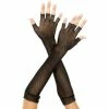 Music Legs Lingerie Fingerless Fishnet Arm Warmers W/ Lace - Black - O/S