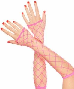 Music Legs Spandex Hot Pink Diamond Net Fingerless Arm Warmer