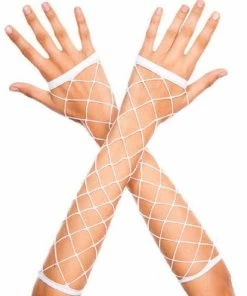 Music Legs Lingerie Spandex White Diamond Net Fingerless Arm Warmer