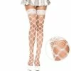 Music Legs Lingerie Spandex Fence Net Lace-Top Thigh Highs