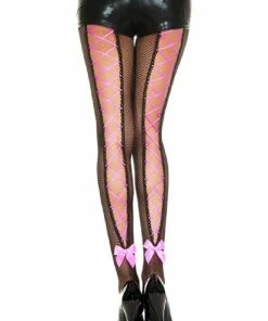 Music Legs Spandex Back Lace Up Fishnet Pantyhose Lingerie