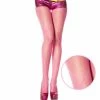 Music Legs Enforced Sole Big Diamond Design Spandex Pantyhose - Hot Pink - O/S