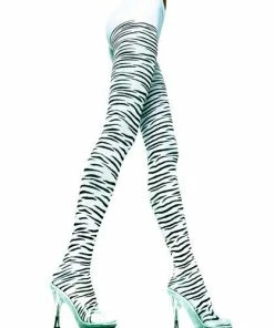 Music Legs Opaque Zebra Design Pantyhose - Black/White - O/S