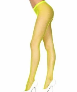 Music Legs Lingerie Seamless Fishnet Pantyhose - Yellow - O/S