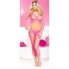 Music Legs Lingerie Spandex Fence Net Long Sleeved Top & Capri Set